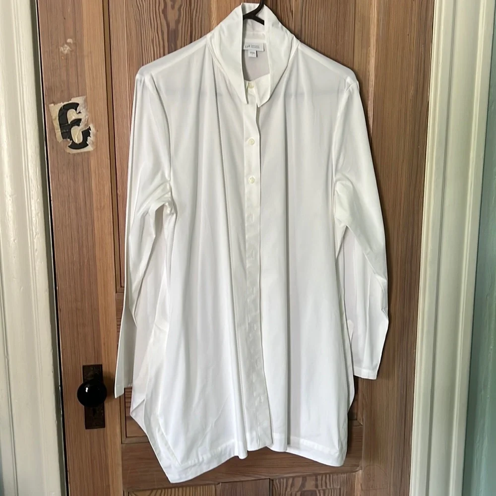 J Jill Size Large white button down tunic top - Picture 1 of 7